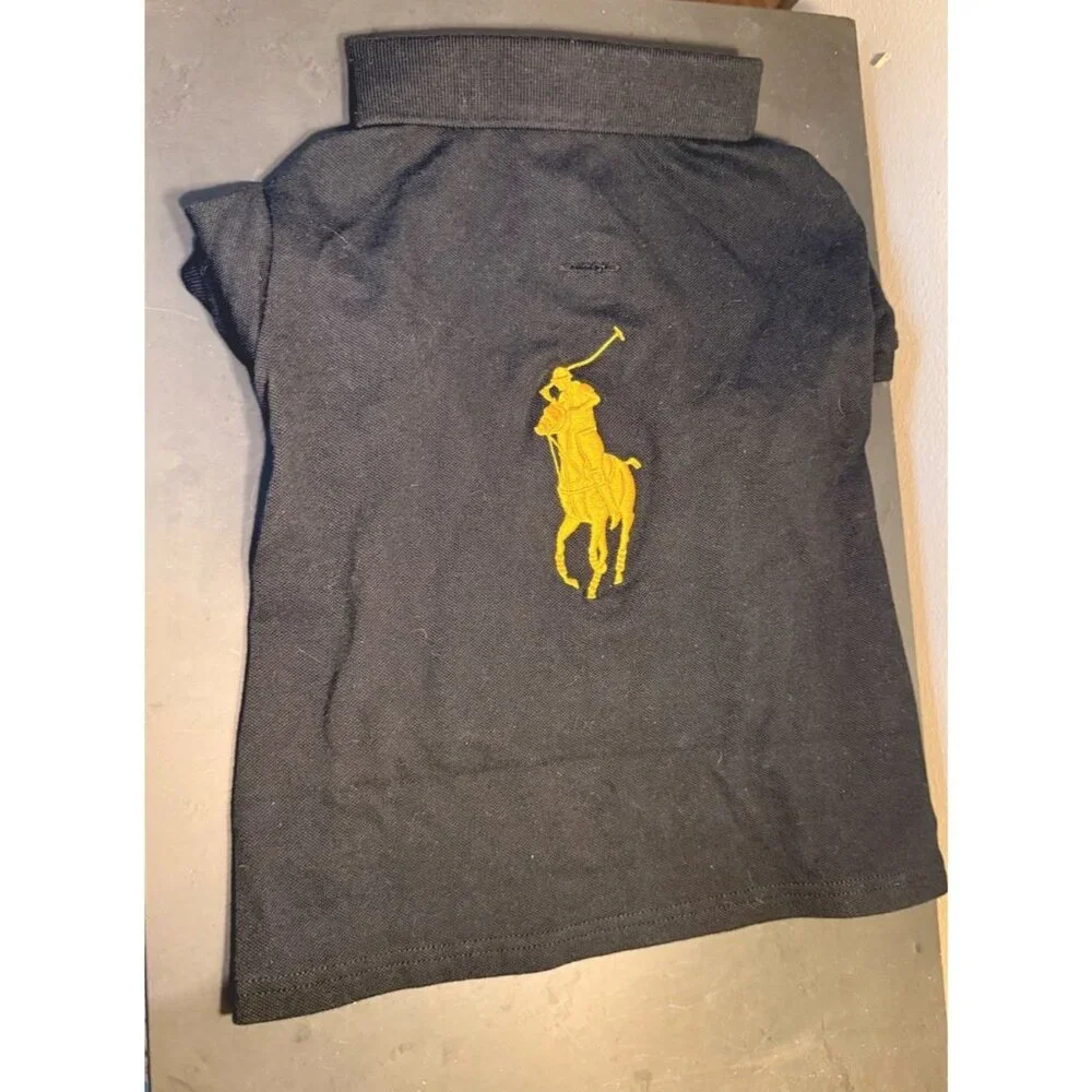 New‎ Polo Ralph Lauren Dogs Big Pony Polo Shirt Black Yellow Size L Pet Clothes